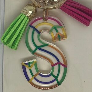 Colorful Monogram Keychain with Tassels